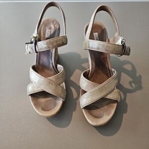 UGG Gold Sandals with Crisscross Straps